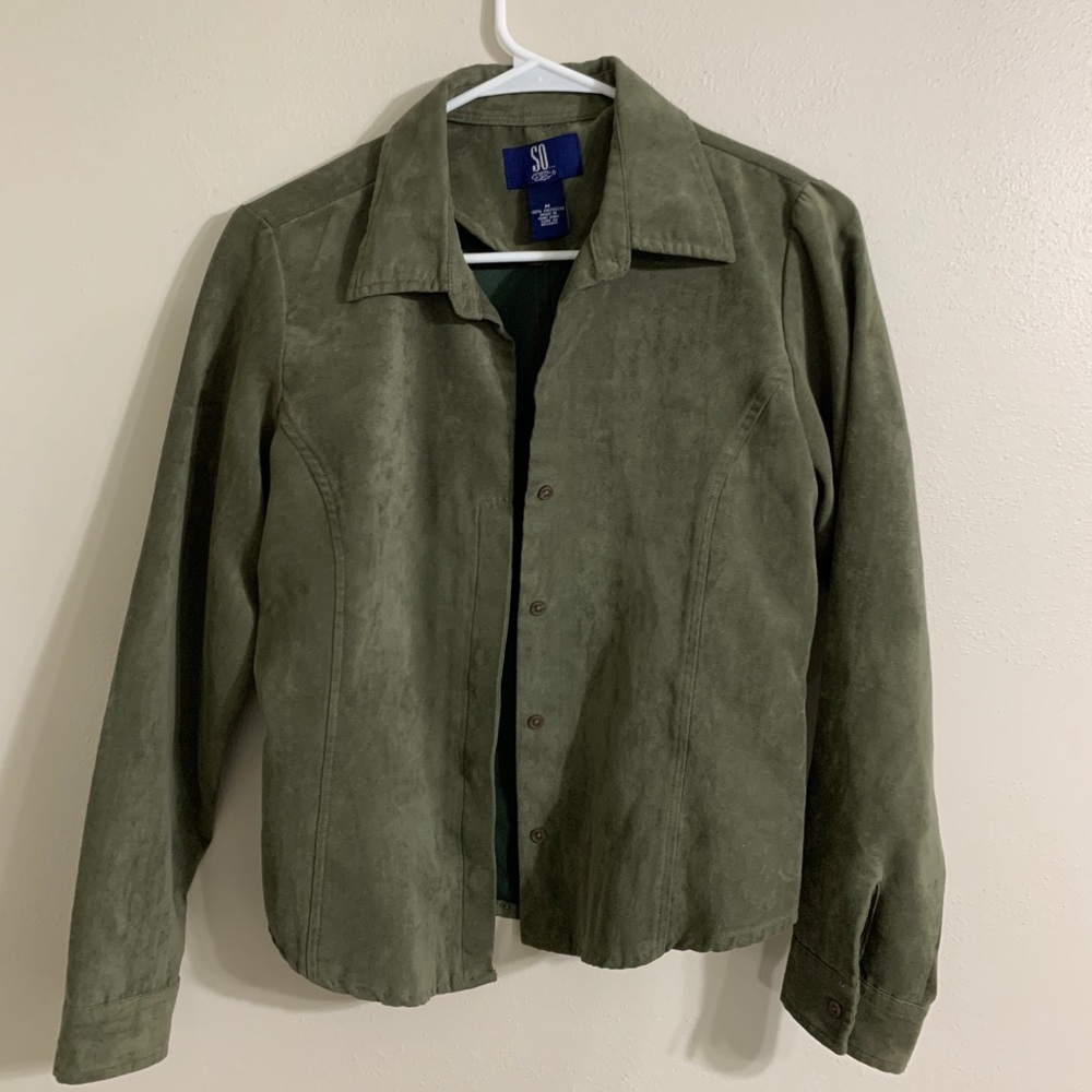 SO GSJC Women’s Green Polyester Button Down